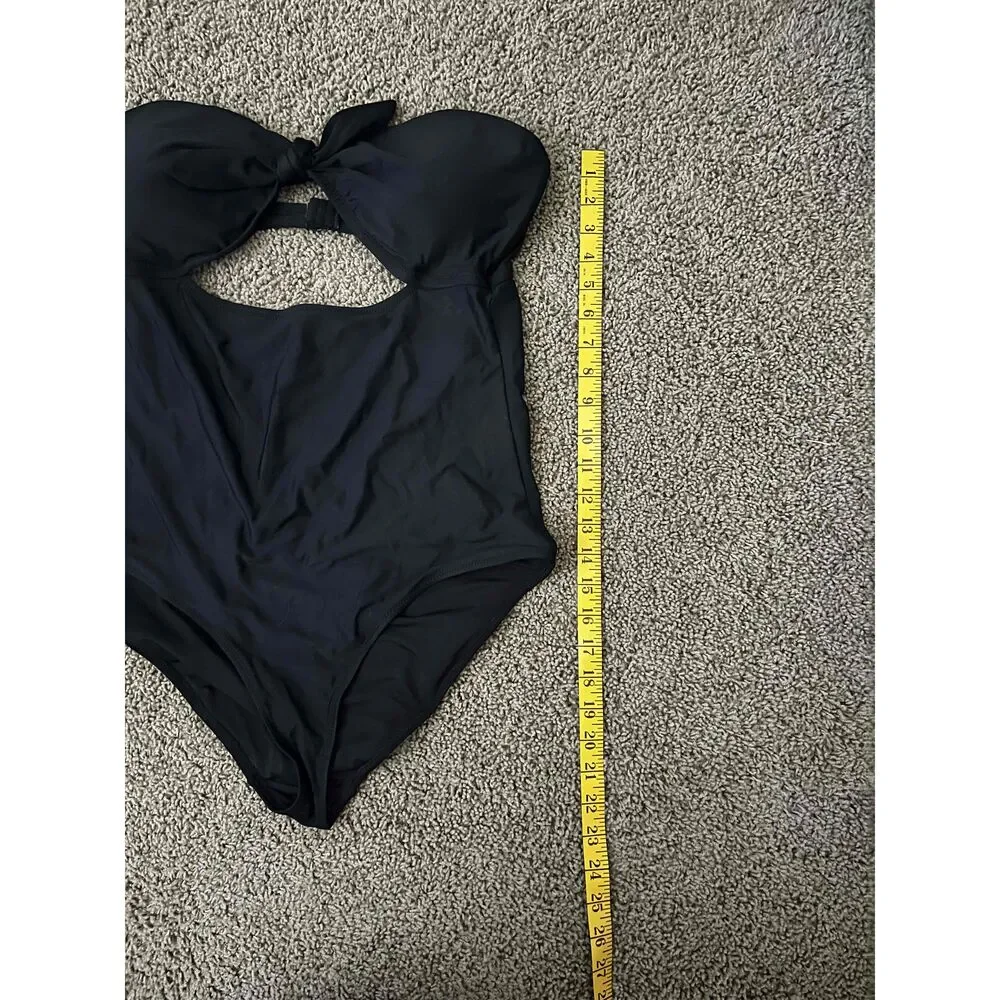 Cupshe Black Knot Detail Cut-Out One-Piece Swimwear Women Size XL Long - Picture 4 of 5